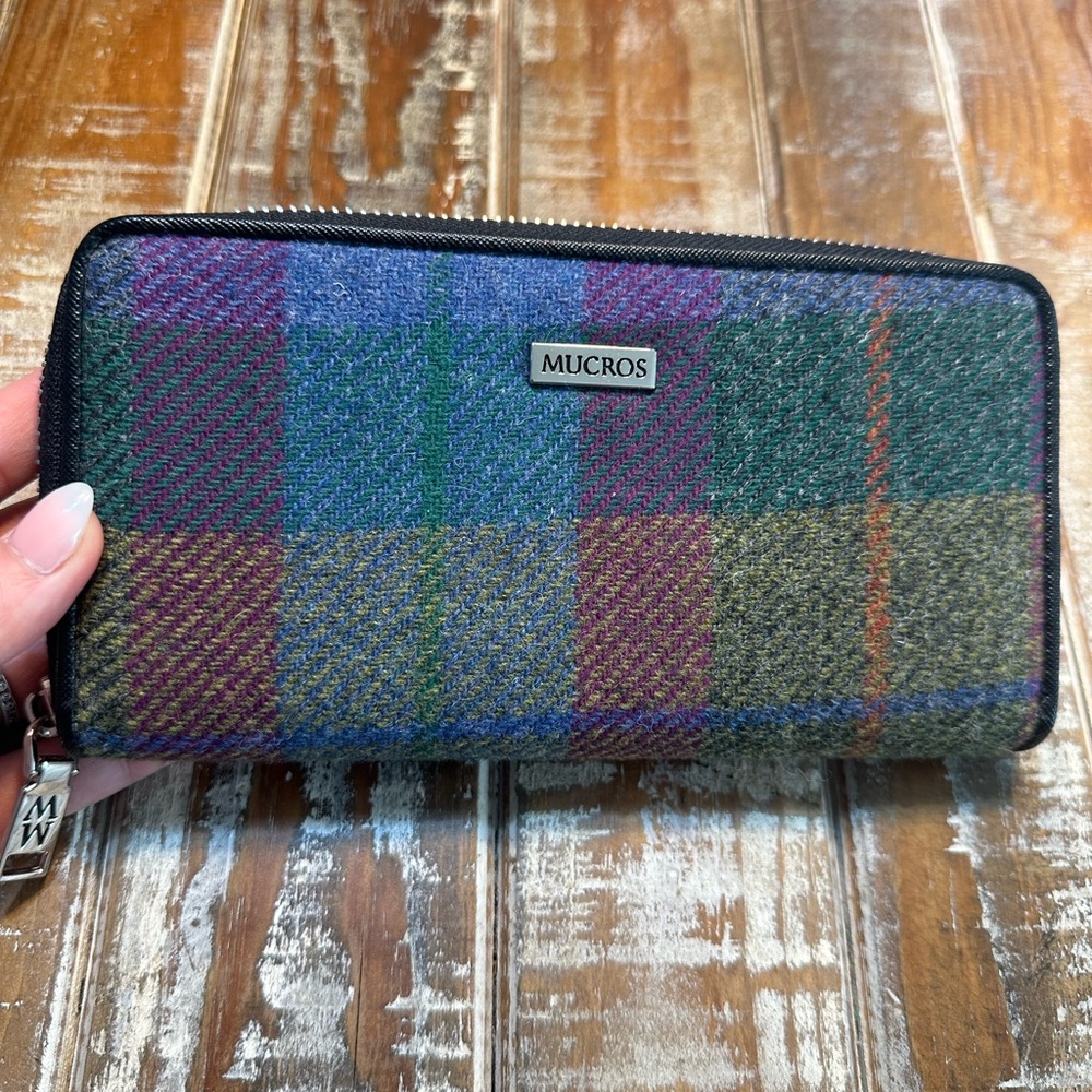 Mucros Multicolor Plaid Zip-Around Clutch Wallet